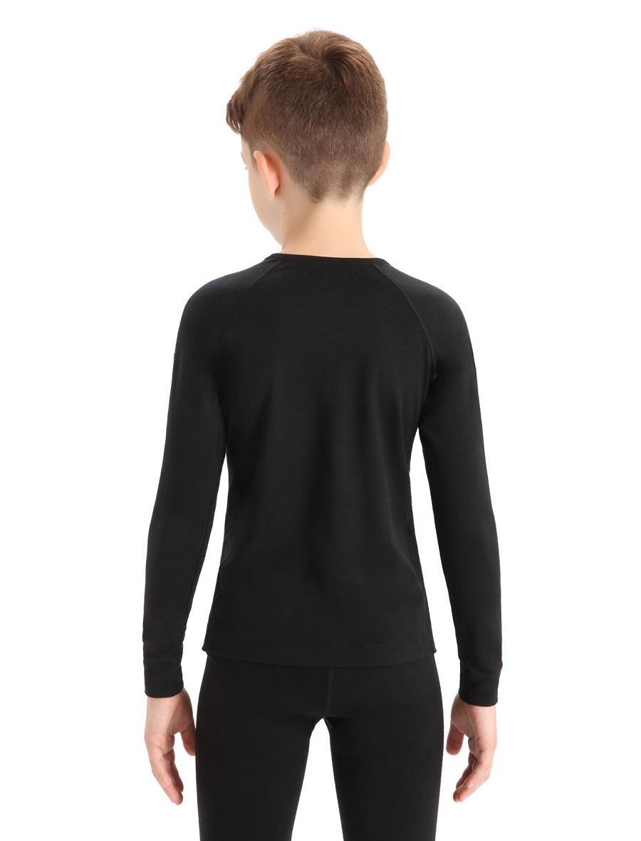 Long Sleeve Icebreaker Merino 200 Oasis Crewe Thermal Top Enfant Noir | FR 1945KORI